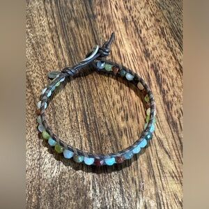 Chan Luu multi stone mix on brown leather bracelet